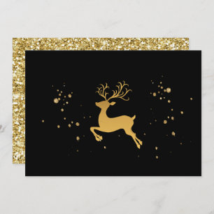 Elegant Black and Gold Rudolph Christmas  Invitation
