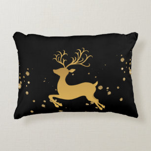 Elegant Black and Gold Rudolph Decorative Cushion