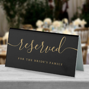 Elegant Black And Gold Script Wedding Reserved