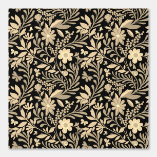 Elegant Black and Gold Seamless Floral Pattern Wallpaper