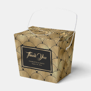 Elegant Black and Gold Seashell Scales Thank You Favour Box