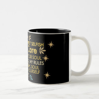 Elegant Black and Gold Self-Care Quote Wellness Co Two-Tone Coffee Mug