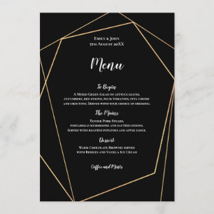 Elegant Black and Gold Simple Geometric Frame Menu