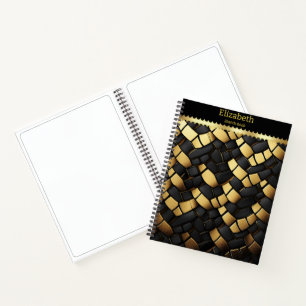 Elegant black and gold snakeskin pattern texture notebook