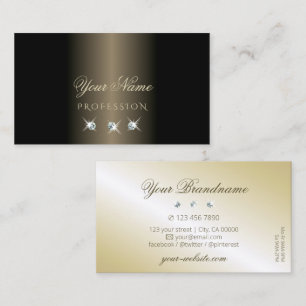 Elegant Black and Gold Sparkling Diamonds Stylish Business Card