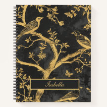 Elegant Black and Gold Spiral Notebook