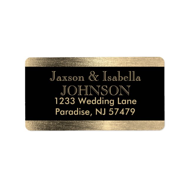 Elegant Black and Gold Starlights Wedding Label (Front)