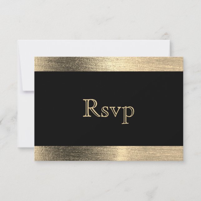 Elegant Black and Gold Starlights Wedding - RSVP (Front)