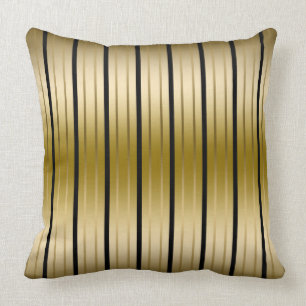 Elegant Black And Gold Stripes Cushion