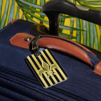 Elegant Black and Gold Stripes with Fleur-de-Lis