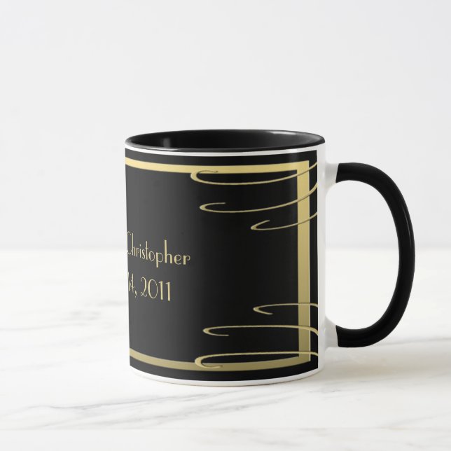 Elegant Black and Gold Swirl Mug (Right)