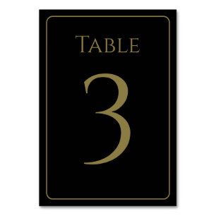 Elegant Black and Gold Table Number