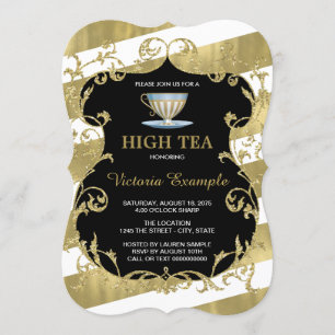 Elegant Black and Gold Tea Party Invitation
