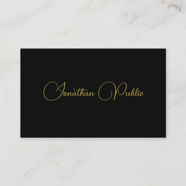 Elegant Black And Gold Template Calligraphy Business Card (Front)