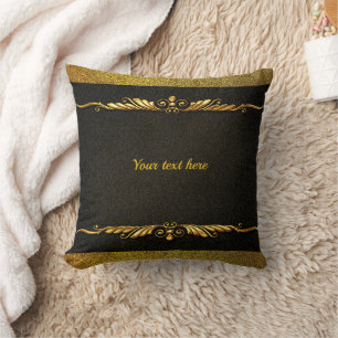 Elegant black and gold template, customize, cushion
