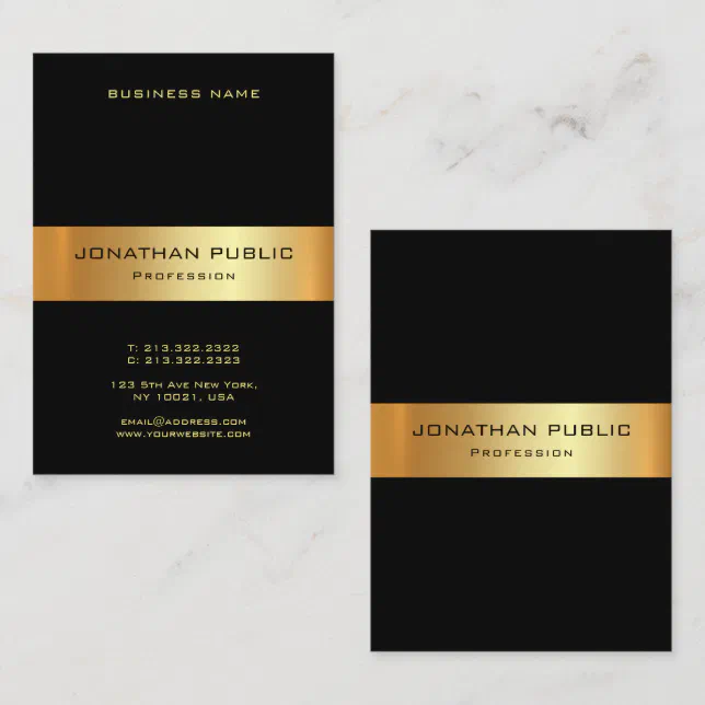 Elegant Black And Gold Template Modern Vertical Business Card | Zazzle