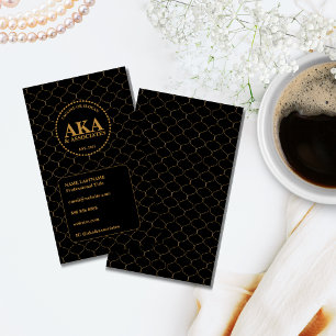 Elegant Black and Gold Trellis Business Monogram Card