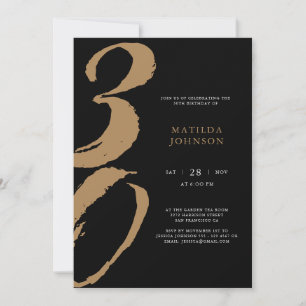 Elegant Black and Gold Typography 30th Birthday Invitation