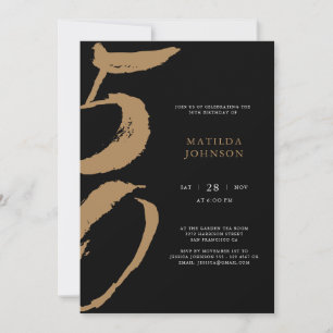 Elegant Black and Gold Typography 50th Birthday Invitation