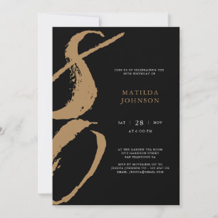 Elegant Black and Gold Typography 80th Birthday Invitation
