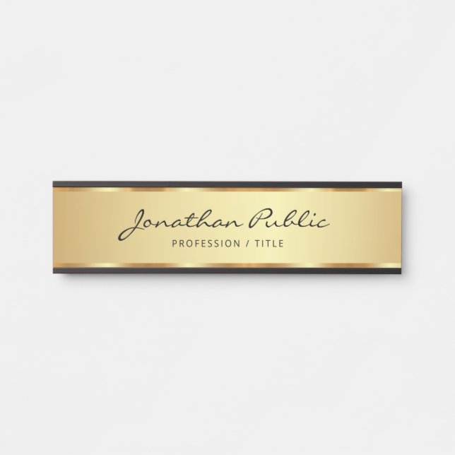 Elegant Black And Gold Typography Script Home Door Sign (Front)