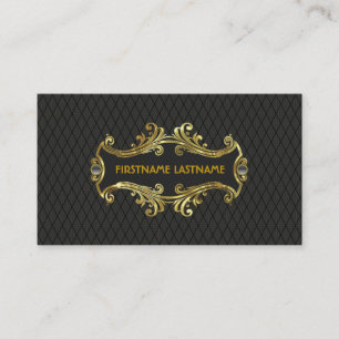 Elegant Black And Gold Vintage Gold Lace Frame Business Card