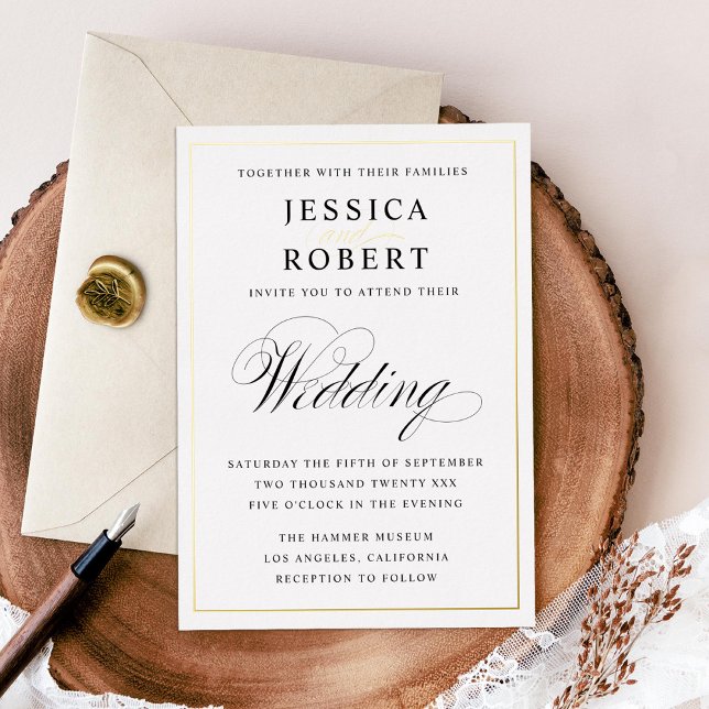 Elegant Black and Gold Wedding Foil Invitation (Creator Uploaded)