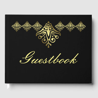 Elegant Black and Gold Wedding Guest Book