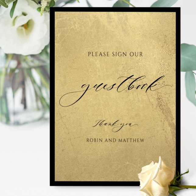 Elegant Black and Gold Wedding Guestbook Sign (Creator Uploaded)