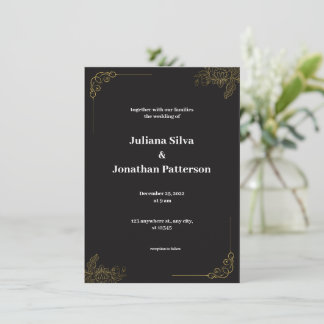 Elegant Black and Gold Wedding Invitation
