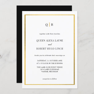 Elegant black and gold wedding invitation