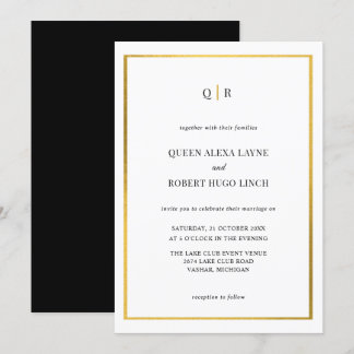 Elegant black and gold wedding invitation