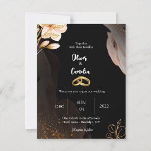 Elegant Black and gold wedding invitation