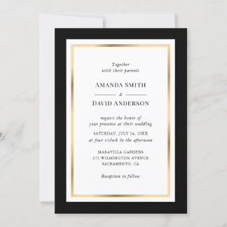 Elegant Black and Gold Wedding Invitation