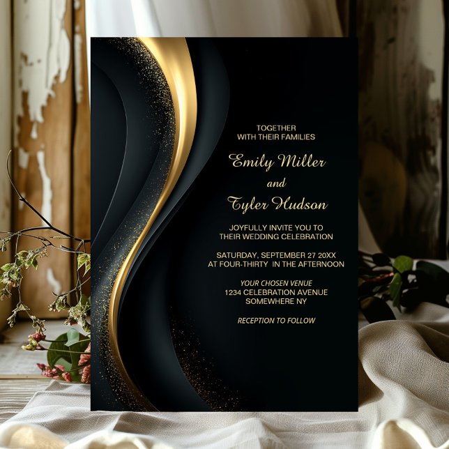 Elegant Black and Gold Wedding Invitation (Creator Uploaded)