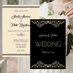 Elegant Black and Gold Wedding Invitation
