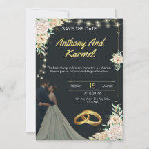 Elegant Black and Gold Wedding Invitation