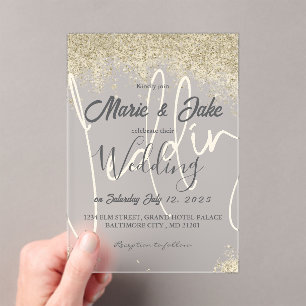 Elegant Black and Gold Wedding Invitation