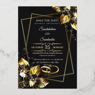 Elegant Black and Gold Wedding Invitation Luxury