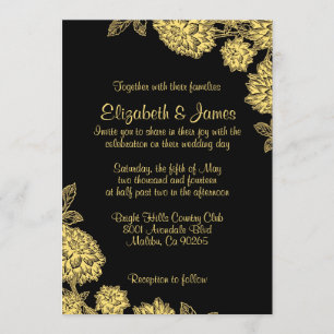Elegant Black And Gold Wedding Invitations
