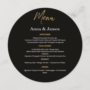 Elegant Black and Gold Wedding Menu
