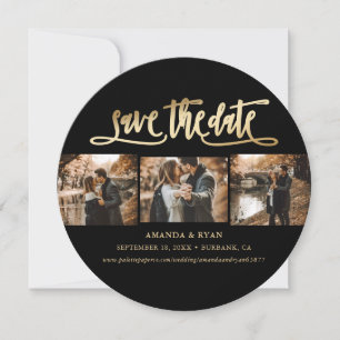 Elegant Black and Gold Wedding Photo Save The Date