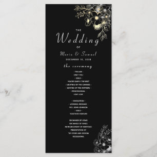 Elegant Black and Gold Wedding Program Programme