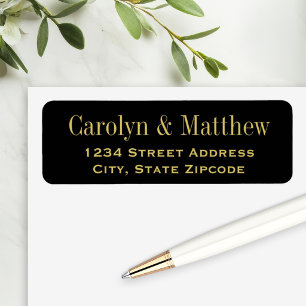 Elegant Black and Gold Wedding Return Address