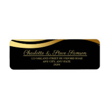 Elegant Black and Gold Wedding Return Address