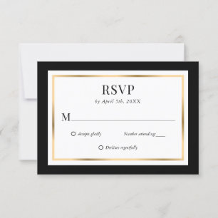 Elegant Black and Gold Wedding RSVP Card