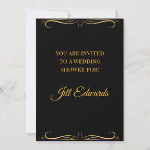 Elegant Black and Gold Wedding Shower Invitation