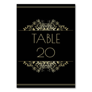Elegant Black and Gold Wedding Table Number