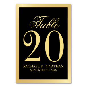 Elegant Black and Gold Wedding Table Number