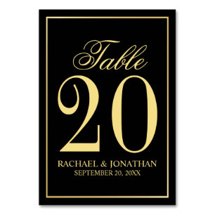 Elegant Black and Gold Wedding Table Number